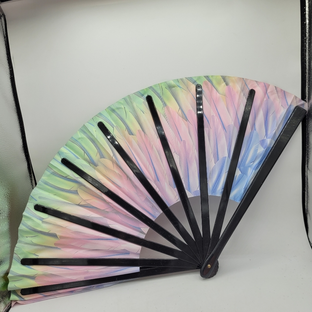 13 Inch Bright Colored Fan Mrs Roper Fan - Picture 6 of 7